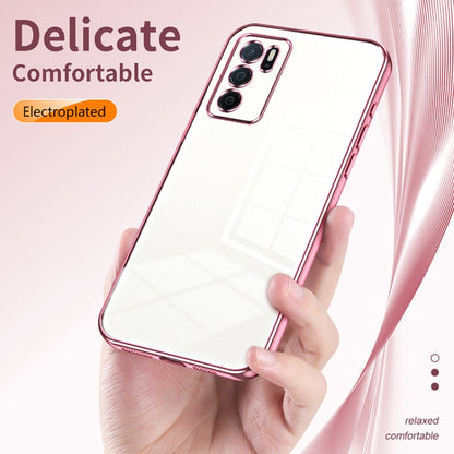For OPPO A16 / A16s / A54s Transparent Plating Fine Hole Phone Case(Purple) - OPPO Cases by buy2fix | Online Shopping UK | buy2fix