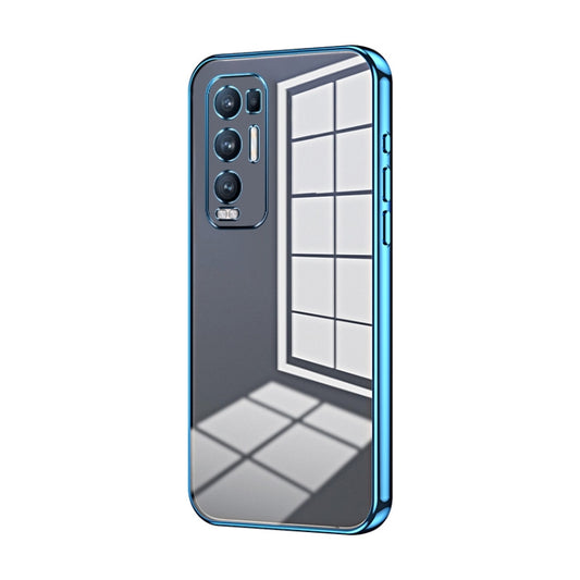 For OPPO Reno5 Pro+ Transparent Plating Fine Hole Phone Case(Blue) - OPPO Cases by buy2fix | Online Shopping UK | buy2fix