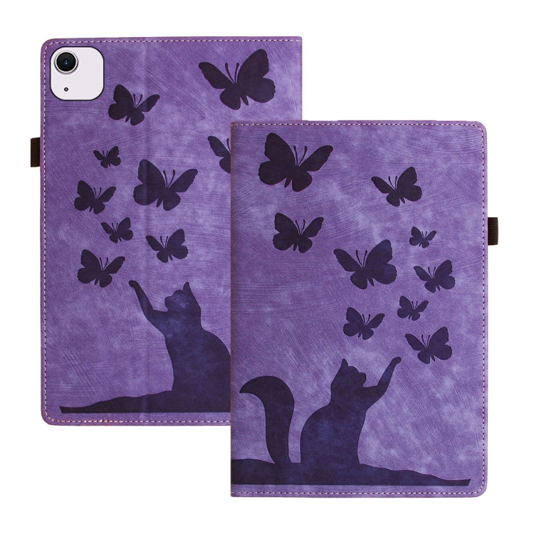 For iPad Air 11 2024 / Pro 11 2021 / 2020 Butterfly Cat Embossing Leather Tablet Case(Purple) - iPad Air 11 2024 Cases by buy2fix | Online Shopping UK | buy2fix