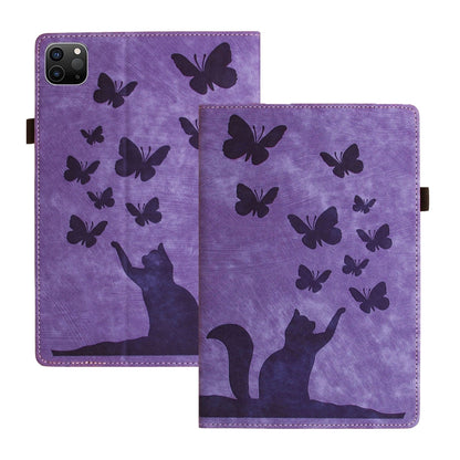 For iPad Pro 11 2024 Butterfly Cat Embossing Leather Tablet Case(Purple) - iPad Pro 11 2024 Cases by buy2fix | Online Shopping UK | buy2fix