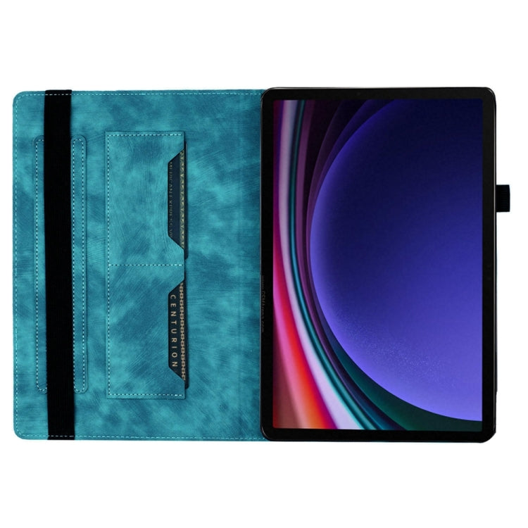 For Samsung Galaxy Tab S9 Ultra / S8 Ultra Butterfly Cat Embossing Leather Tablet Case(Sky Blue) - Galaxy Tab S9 Ultra Cases by buy2fix | Online Shopping UK | buy2fix