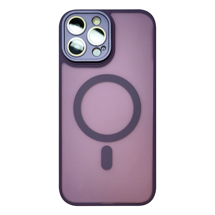 For iPhone 14 Pro MagSafe Skin Feel Phone Case with Lens Film(Purple) - iPhone 14 Pro Cases by buy2fix | Online Shopping UK | buy2fix