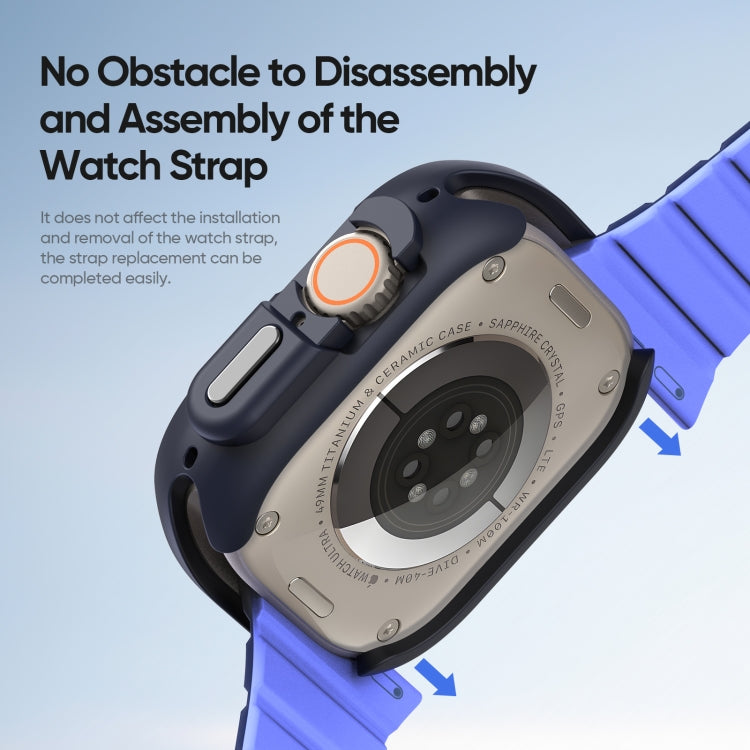 For Apple Watch Ultra 2 49mm / Ultra 49mm DUX DUCIS Bamo Series Hollow PC + TPU Watch Protective Case(Midnight Blue+Orange) - Watch Cases by DUX DUCIS | Online Shopping UK | buy2fix