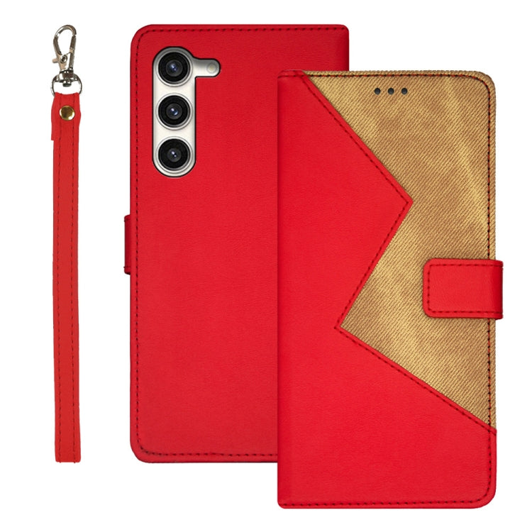 For Samsung Galaxy S24+ 5G idewei Two-color Splicing Leather Phone Case(Red) - Galaxy S24+ 5G Cases by idewei | Online Shopping UK | buy2fix