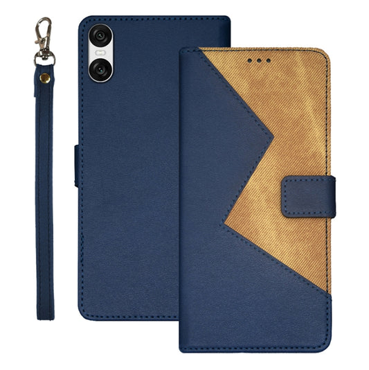 For Sony Xperia 10 VI idewei Two-color Splicing Leather Phone Case(Blue) - Sony Cases by idewei | Online Shopping UK | buy2fix