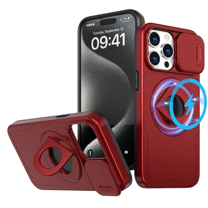 For iPhone 15 Pro Max Camshield MagSafe Ring Holder Armor Phone Case(Red) - iPhone 15 Pro Max Cases by buy2fix | Online Shopping UK | buy2fix