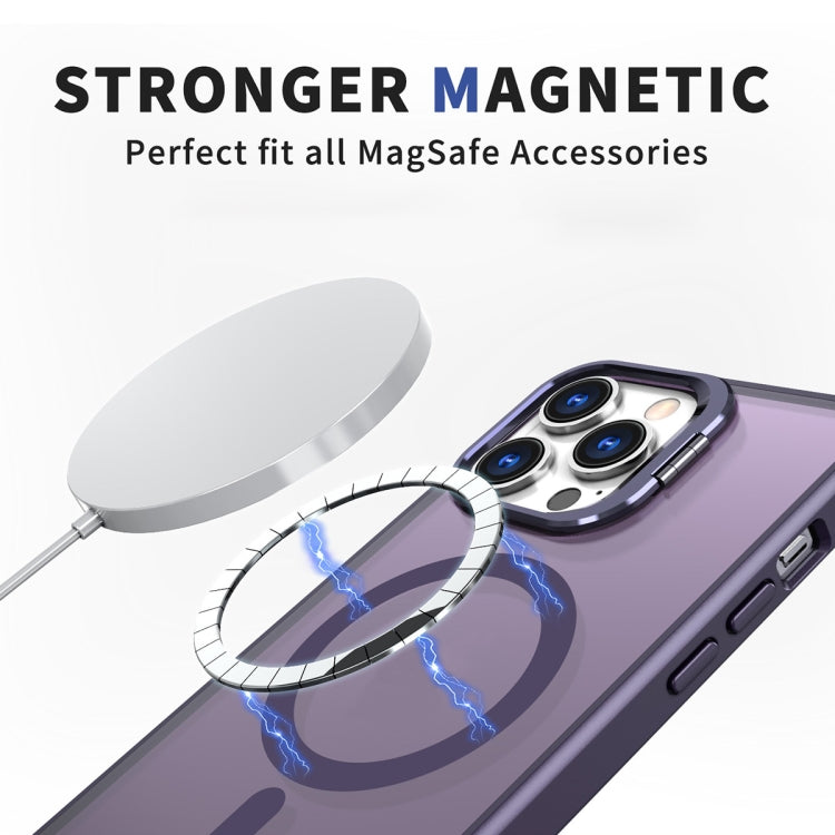 For iPhone 13 Pro Max Metal Invisible Camera Holder MagSafe Magnetic Phone Case(Purple) - iPhone 13 Pro Max Cases by buy2fix | Online Shopping UK | buy2fix