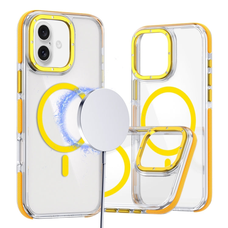 For iPhone 16 Plus Dual-Color Clear Acrylic Hybrid TPU MagSafe Phone Case(Yellow) - iPhone 16 Plus Cases by buy2fix | Online Shopping UK | buy2fix