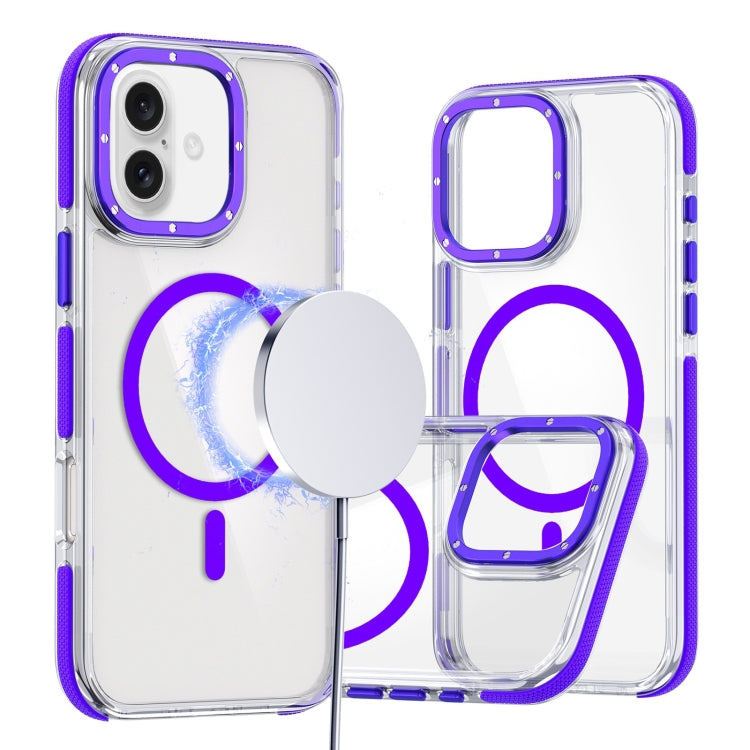 For iPhone 16 Plus Dual-Color Clear Acrylic Hybrid TPU MagSafe Phone Case(Purple) - iPhone 16 Plus Cases by buy2fix | Online Shopping UK | buy2fix