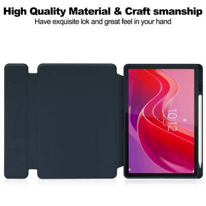 For Lenovo Tab M11/Xiaoxin Pad 11 2024 360 Rotation Transparent Smart Leather Case(Dark Blue) - Lenovo by buy2fix | Online Shopping UK | buy2fix