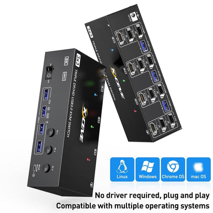 KC-KVM303DH 8K 60Hz USB3.0 DP+DP+HDMI Triple Monitors KVM Switch(US Plug) - Switch by buy2fix | Online Shopping UK | buy2fix