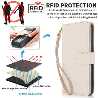 For iPhone 16 Pro Max Multi-Card Wallet RFID Leather Phone Case(Apricot) - iPhone 16 Pro Max Cases by buy2fix | Online Shopping UK | buy2fix