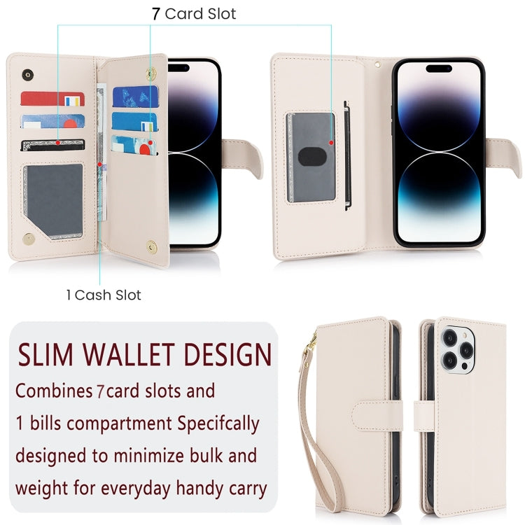 For iPhone 16 Pro Max Multi-Card Wallet RFID Leather Phone Case(Apricot) - iPhone 16 Pro Max Cases by buy2fix | Online Shopping UK | buy2fix