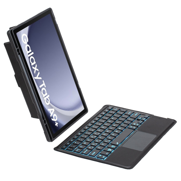 For Samsung Galaxy Tab A9+ X210 TA09B-AS Pen Tray Style Detachable Bluetooth Keyboard Leather Case with Touch Backlight(Black) - Samsung Keyboard by buy2fix | Online Shopping UK | buy2fix