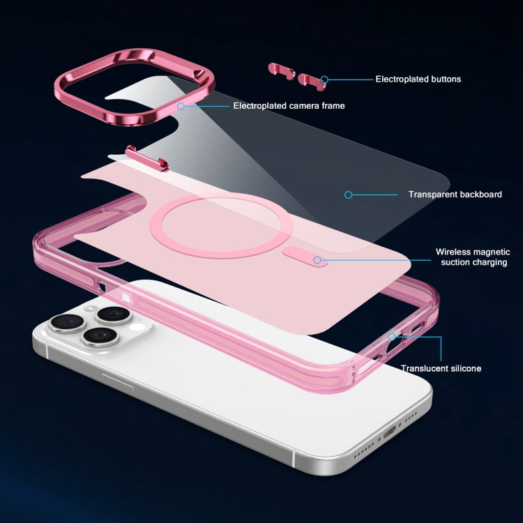 For iPhone 13 Pro Electroplated IMD Magsafe PC Hybrid TPU Phone Case(Pink) - iPhone 13 Pro Cases by buy2fix | Online Shopping UK | buy2fix