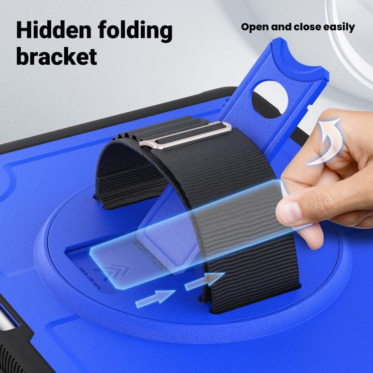 For iPad Air 13 2024 Honeycomb Hand Grip Turntable Stand Tablet Case(Dark Blue) - iPad Air 13 2024 Cases by buy2fix | Online Shopping UK | buy2fix