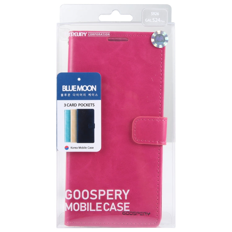 For Samsung Galaxy S24+ 5G GOOSPERY BLUE MOON Crazy Horse Texture Leather Phone Case(Rose Red) - Galaxy S24+ 5G Cases by GOOSPERY | Online Shopping UK | buy2fix