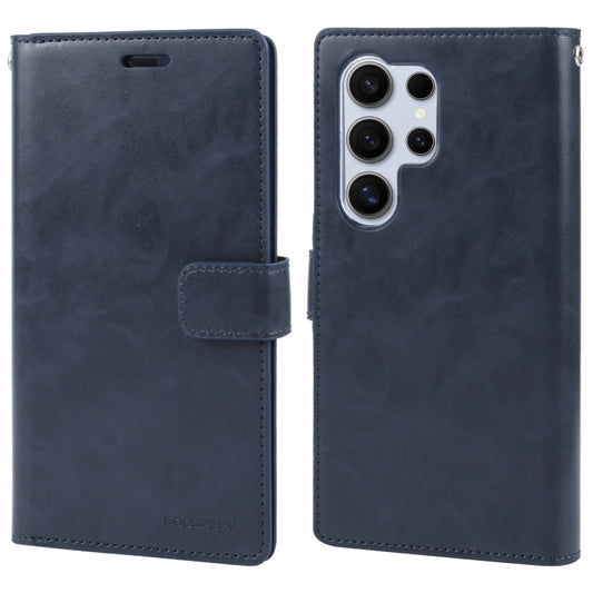 For Samsung Galaxy S24 Ultra 5G GOOSPERY MANSOOR DIARY 9 Card Slots Leather Phone Case(Dark Blue) - Galaxy S24 Ultra 5G Cases by GOOSPERY | Online Shopping UK | buy2fix