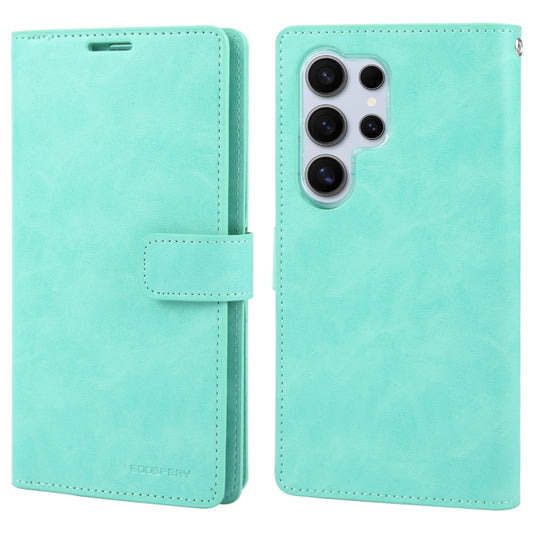 For Samsung Galaxy S24 Ultra 5G GOOSPERY MANSOOR DIARY 9 Card Slots Leather Phone Case(Mint Green) - Galaxy S24 Ultra 5G Cases by GOOSPERY | Online Shopping UK | buy2fix