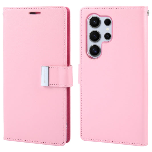 For Samsung Galaxy S24 Ultra 5G GOOSPERY RICH DIARY Crazy Horse Texture Leather Phone Case(Pink) - Galaxy S24 Ultra 5G Cases by GOOSPERY | Online Shopping UK | buy2fix