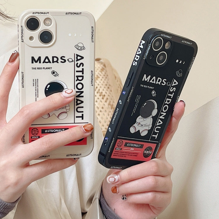 For iPhone 16 Pro Astronaut Pattern Silicone Straight Edge Phone Case(Mars Astronaut-White) - iPhone 16 Pro Cases by buy2fix | Online Shopping UK | buy2fix