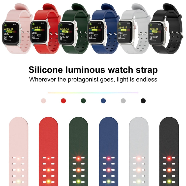 For Apple Watch Series 9 45mm Luminous Colorful Light Silicone Watch Band(Green) - Watch Bands by buy2fix | Online Shopping UK | buy2fix