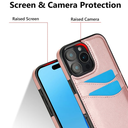 For iPhone 16 Pro Max Litchi Leather Skin Card Slots Phone Case(Rose Gold) - iPhone 16 Pro Max Cases by buy2fix | Online Shopping UK | buy2fix