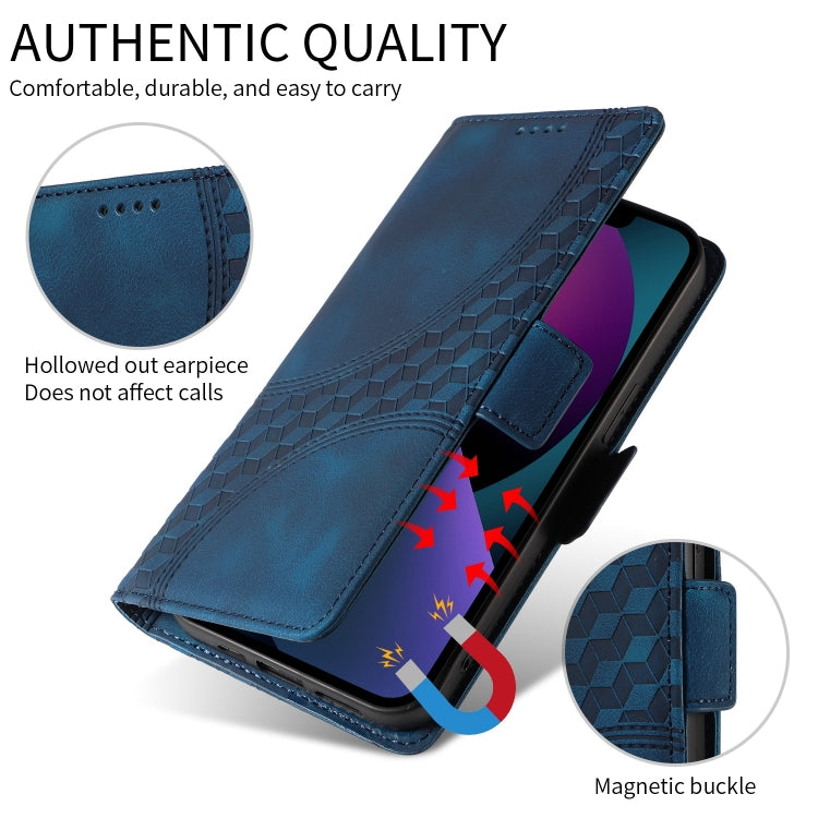 For iPhone 16 Pro Max Embossed Rhombus Starry Leather Phone Case(Blue) - iPhone 16 Pro Max Cases by buy2fix | Online Shopping UK | buy2fix