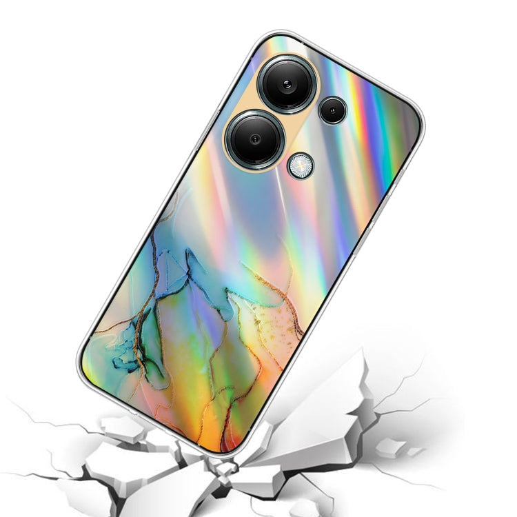 For Xiaomi Redmi Note 13 Pro 4G / Poco M6 Pro 4G Laser Marble Pattern Clear TPU Protective Phone Case(Yellow) - Note 13 Pro Cases by buy2fix | Online Shopping UK | buy2fix
