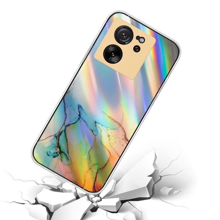 For Xiaomi 13T / 13T Pro Laser Marble Pattern Clear TPU Protective Phone Case(Yellow) - Xiaomi Cases by buy2fix | Online Shopping UK | buy2fix