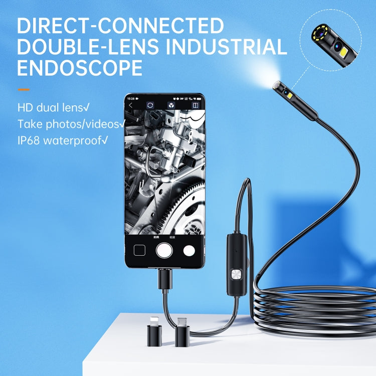 AN112 8mm Double Lenses HD Industry Endoscope Support Mobile Phone Direct Connection, Length:10m Hard Tube -  by buy2fix | Online Shopping UK | buy2fix