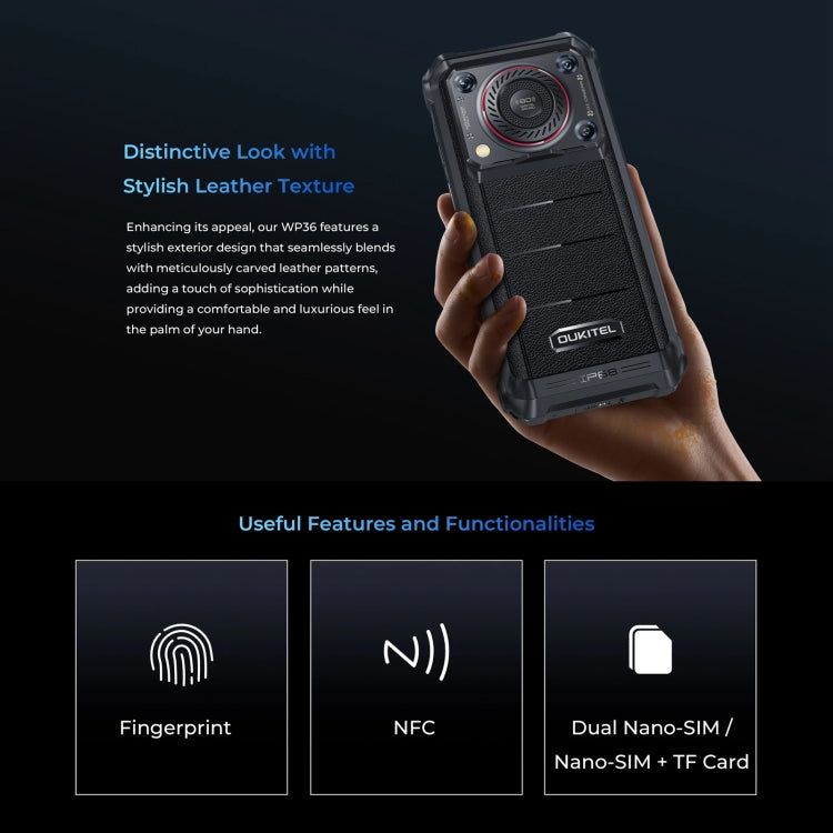 Oukitel WP36, 8GB+128GB, IP68/IP69K, Fingerprint Identification, 10600mAh, 6.52 inch MediaTek MT8788 Octa Core, NFC, OTG, Network: 4G(Black) - Other by OUKITEL | Online Shopping UK | buy2fix