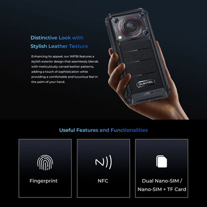 Oukitel WP36, 8GB+128GB, IP68/IP69K, Fingerprint Identification, 10600mAh, 6.52 inch MediaTek MT8788 Octa Core, NFC, OTG, Network: 4G(Black) - Other by OUKITEL | Online Shopping UK | buy2fix