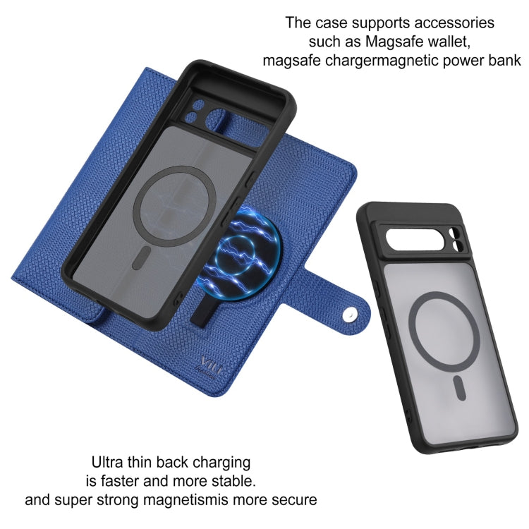For Google Pixel 8 Pro ViLi GHA Series Shockproof MagSafe RFID Leather Attraction Horizontal Flip Phone Case(Blue) - Google Cases by ViLi | Online Shopping UK | buy2fix