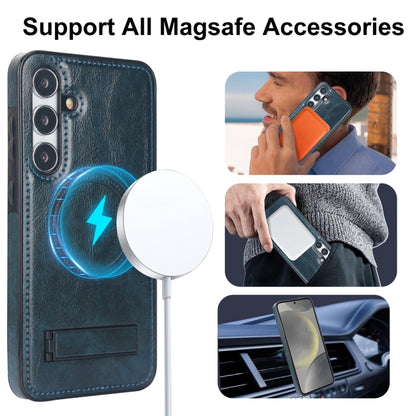 For Samsung Galaxy S24+ 5G Retro Leather Invisible Stand MagSafe Phone Case(Blue) - Galaxy S24+ 5G Cases by buy2fix | Online Shopping UK | buy2fix