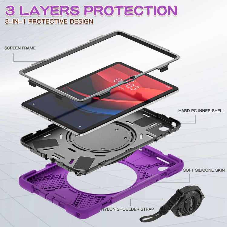 For Lenovo Tab M11 /Xiaomi Pad 11 2024 Silicone Hybrid PC Tablet Case with Holder & Shoulder Strap(Purple) - Lenovo by buy2fix | Online Shopping UK | buy2fix