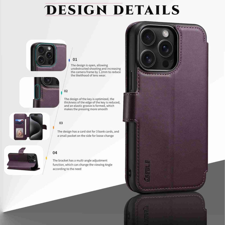 For iPhone 14 / 13 ESEBLE E1 Nappa Texture MagSafe Holder Leather Phone Case(Dark Purple) - iPhone 14 Cases by ESEBLE | Online Shopping UK | buy2fix