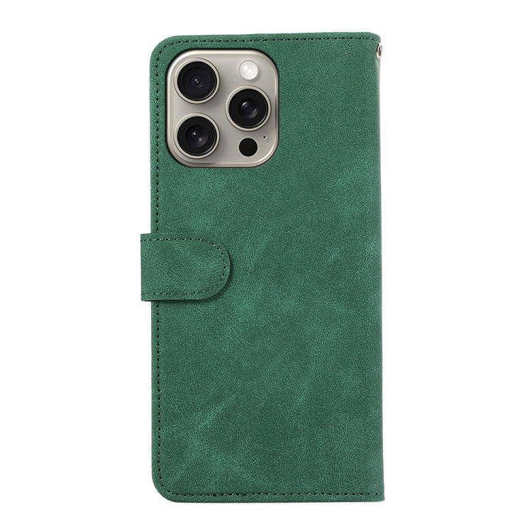 For iPhone 16 Pro Max ABEEL Color Block Magnetic RFID Leather Phone Case(Green-Black) - iPhone 16 Pro Max Cases by buy2fix | Online Shopping UK | buy2fix