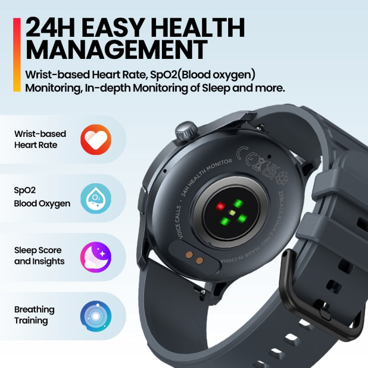 Zeblaze Btalk 3 Pro 1.43 inch BT5.2 Fitness Wellness Smart Watch, Support Bluetooth Call / Sleep / Blood Oxygen / Heart Rate / Blood Pressure Health Monitor(Blue) - Smart Watches by Zeblaze | Online Shopping UK | buy2fix