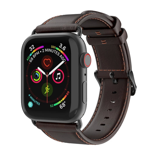 For Apple Watch SE 44mm DUX DUCIS Business Genuine Leather Watch Strap(Coffee) - Watch Bands by DUX DUCIS | Online Shopping UK | buy2fix