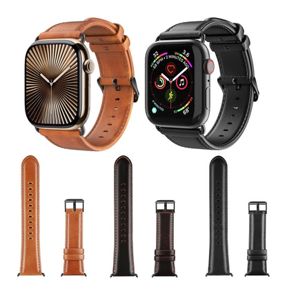 For Apple Watch Series 8 45mm DUX DUCIS Business Genuine Leather Watch Strap(Coffee) - Watch Bands by DUX DUCIS | Online Shopping UK | buy2fix