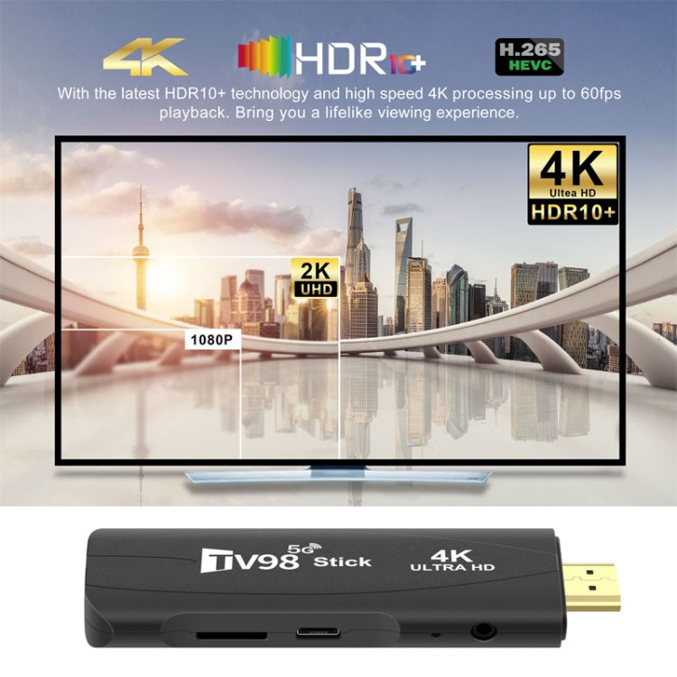 TV98 Rockchip 3228A Quad Core 4K HD Bluetooth Android TV Stick, RAM:4GB+32GB(AU Plug) - Android TV Sticks by buy2fix | Online Shopping UK | buy2fix