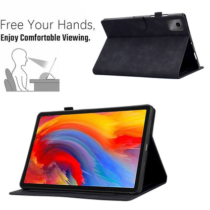 For Lenovo Tab M11 / Xiaoxin Pad 11 2024 Tower Embossed Leather Smart Tablet Case(Black) - Lenovo by buy2fix | Online Shopping UK | buy2fix