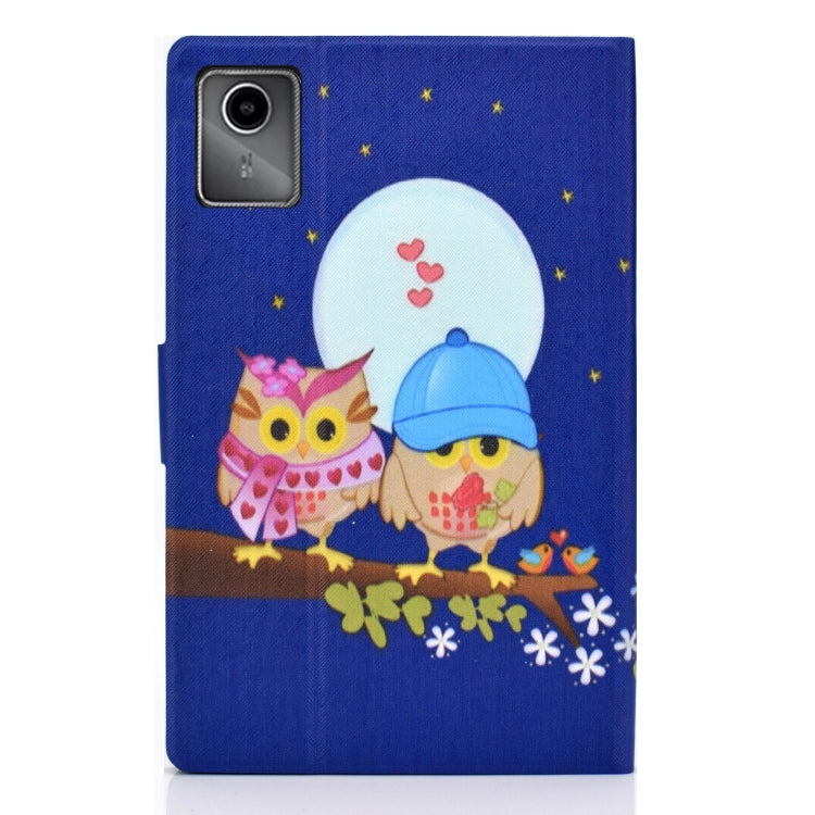 For Lenovo Tab M11 / Xiaoxin Pad 11 2024 Electric Pressed Colored Drawing Smart Leather Tablet Case(Couple Owl) - Lenovo by buy2fix | Online Shopping UK | buy2fix