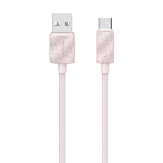 USAMS US-SJ688 USB to USB-C / Type-C 3A Striped Fast Charge Data Cable, Length:1m(Pink) - USB-C & Type-C Cable by USAMS | Online Shopping UK | buy2fix