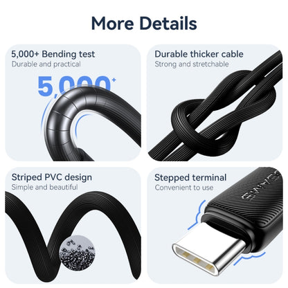 USAMS US-SJ698 USB to USB-C / Type-C 3A Striped Fast Charge Data Cable, Length:3m(Blue) - USB-C & Type-C Cable by USAMS | Online Shopping UK | buy2fix