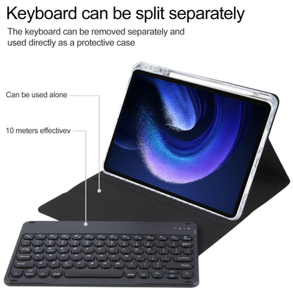 For Xiaomi Pad 6 Round Button Bluetooth Keyboard Rotatable Holder Leather Case(Black) - Others Keyboard by buy2fix | Online Shopping UK | buy2fix