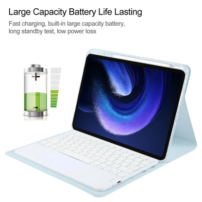 For Xiaomi Pad 6 Square Button Bluetooth Keyboard Rotatable Holder Leather Case with Touchpad(Sky Blue) - Others Keyboard by buy2fix | Online Shopping UK | buy2fix