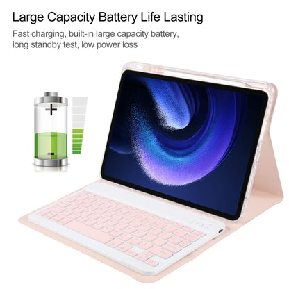 For Xiaomi Pad 6 Square Button Backlight Bluetooth Keyboard Rotatable Holder Leather Case(Rose Gold) - Others Keyboard by buy2fix | Online Shopping UK | buy2fix