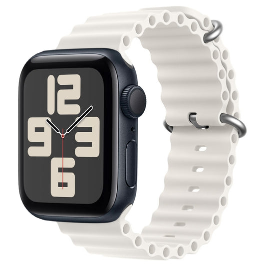 For Apple Watch SE 2023 44mm ZGA Ocean Silicone Watch Band(White) - Watch Bands by ZGA | Online Shopping UK | buy2fix